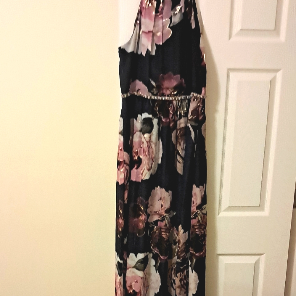 SLNY Black and Pink Floral Dress